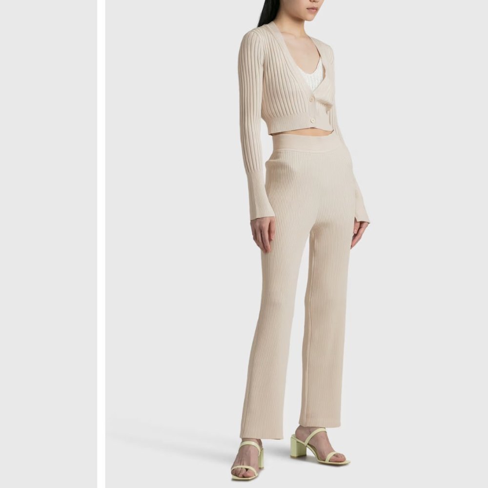 Jonathan Simkhai Blaise Knit Pants Chantilly Ribbed Small